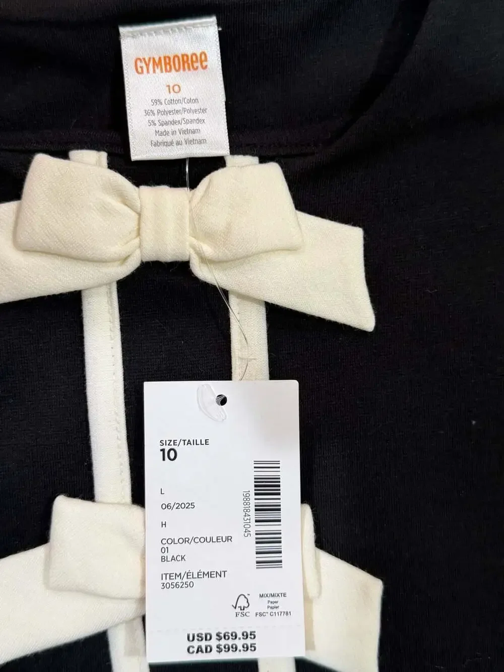 Gymboree Girls Sleeveless Bow Ponte Shift Dress - Black - Size 10